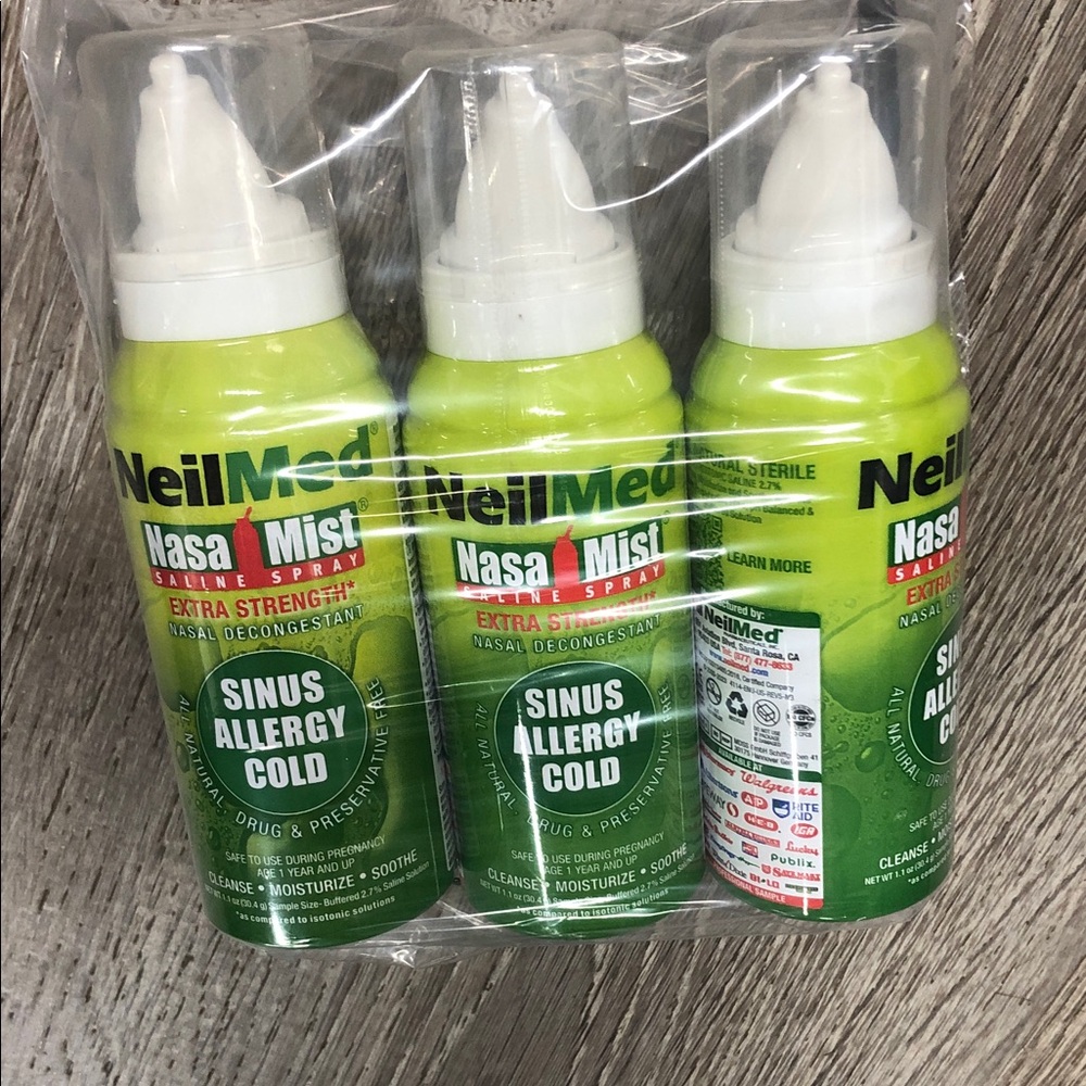 NasaMist Sinus Allergy Cold Saline Spray - Green (3 Pack)